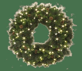 36″ Diameter Wreath / Warm White / 9.6W / 270 Branch Tips / 100 LEDs (SET OF 2)