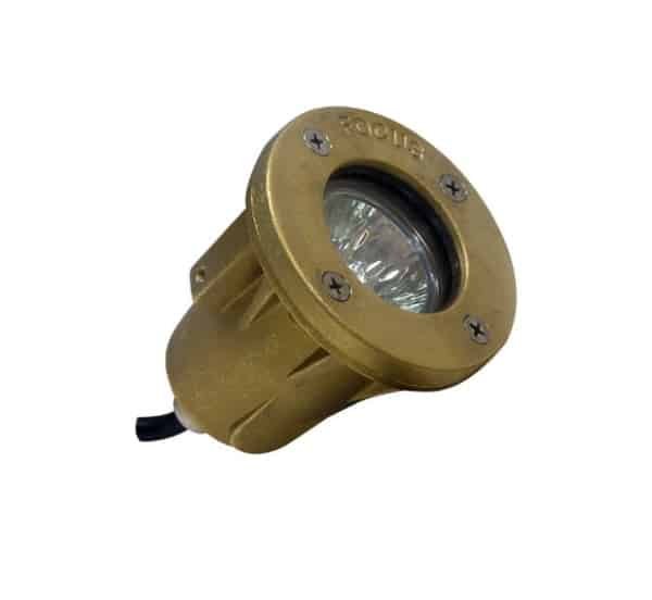 3W Fountain Brass Underwater 36° Flood Light Flat Cap Side Mounting (w/Aiming Bracket)