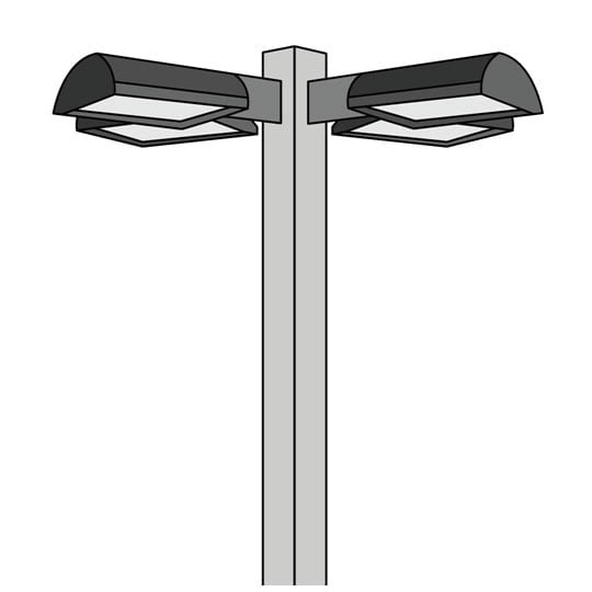 LED Quad 25′ Square Pole Kit 180 Watts