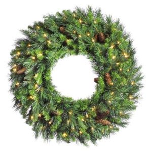 Pre-Lit 24″ Warm White, Cheyenne Pine Wreath