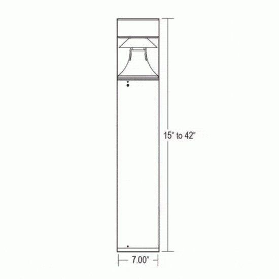 Flat Top Metal Halide Bollard Round Top With Cone Reflector 36" 70W PS MH MH100MED