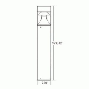 Flat Top Metal Halide Bollard Round Top With Cone Reflector 24" 50W PS MH MH70MED