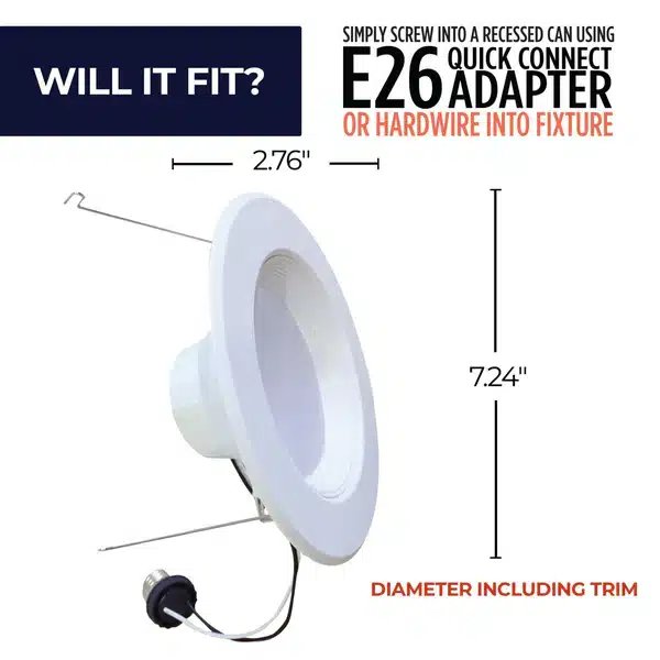 Dimmable LED Recessed Downlight – E26 Adapter