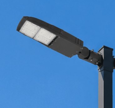 Parking lot lighting kit with pole and fixtures