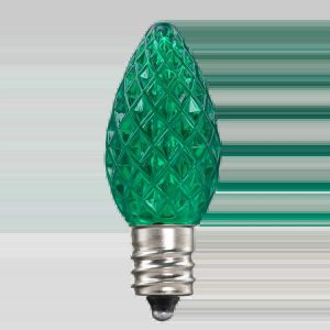 LED C7 Bulbs (Pack of 25) Green Faceted