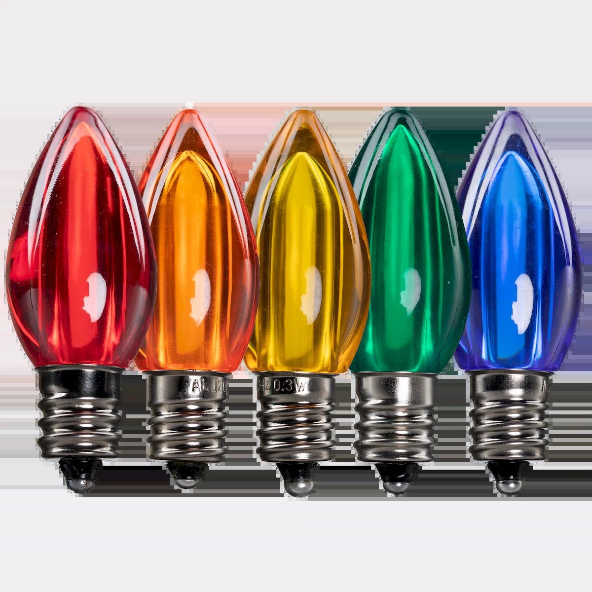 LED C7 Bulbs (Pack of 25) Assorted Smooth Transparent
