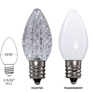 LED C7 Bulbs (Pack of 25) Pure White Faceted