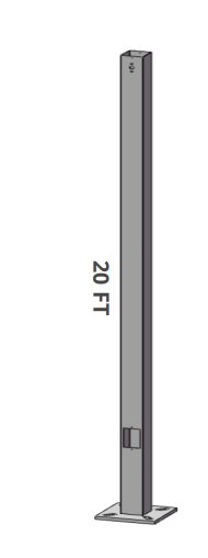 20′ Square Steel Pole, Anchor Bolts, and Base Plate