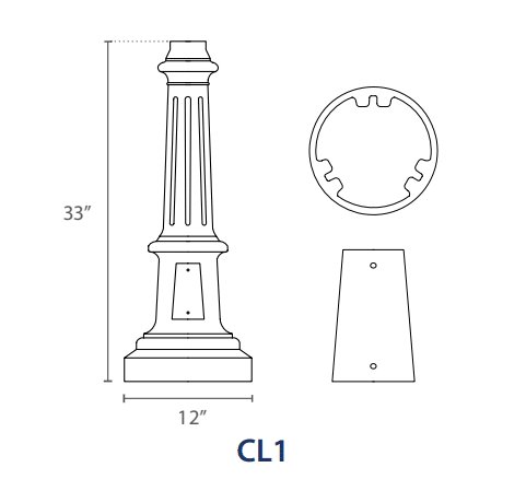 11′ 4″ LED Acorn Globe Decorative Light Pole
