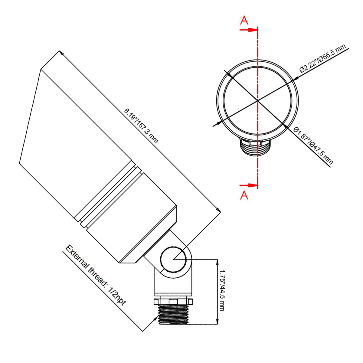 CLS AL05B Classic Brass Up Light (MR16) dimension drawing