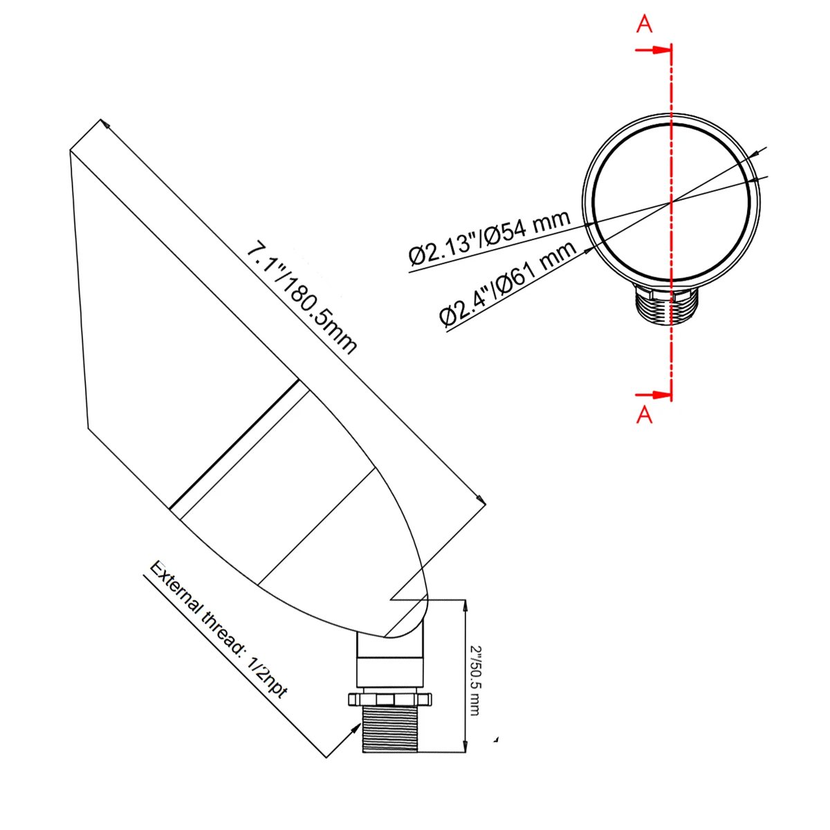 CLS AL15B Classic Brass Up Light (MR16) dimension drawing