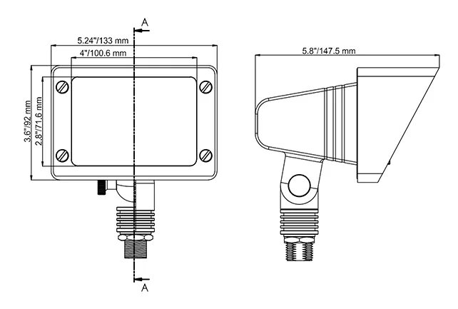 CLS FL31B Brass Rectangular Wall Washer Light - Classic Series (MR16) dimension drawing