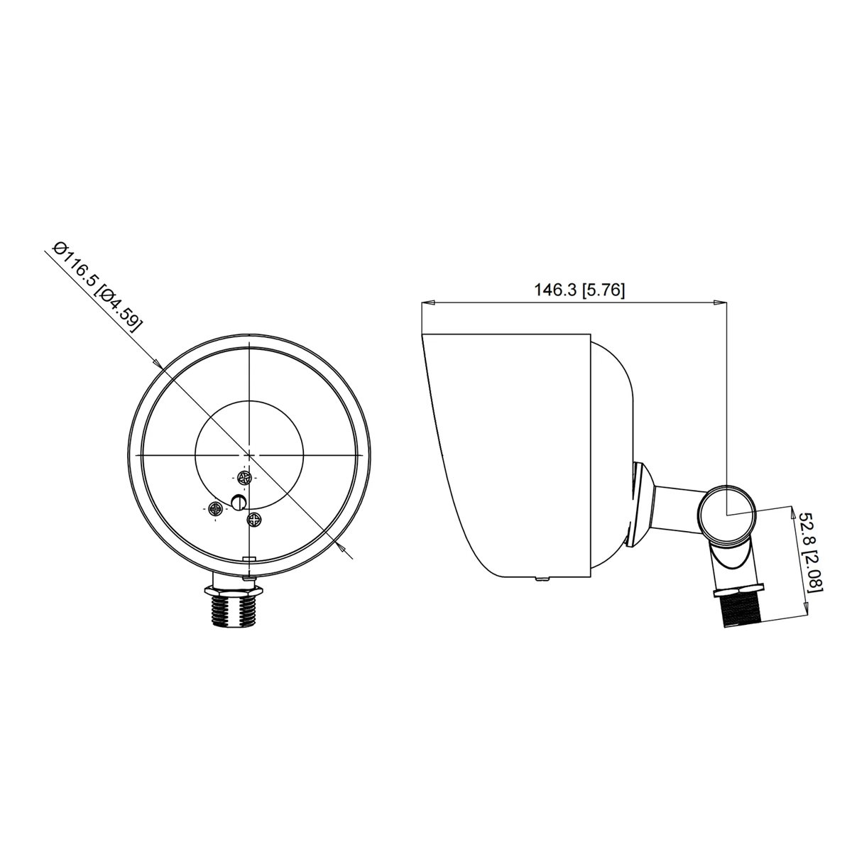 CLS FL32B Brass PAR36 Flood Light - Classic Series (PAR36) dimension drawing