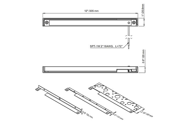 CLS HL12B04 12" Solid Cast Brass Integrated LED Hardscape Light (4W) dimension drawing