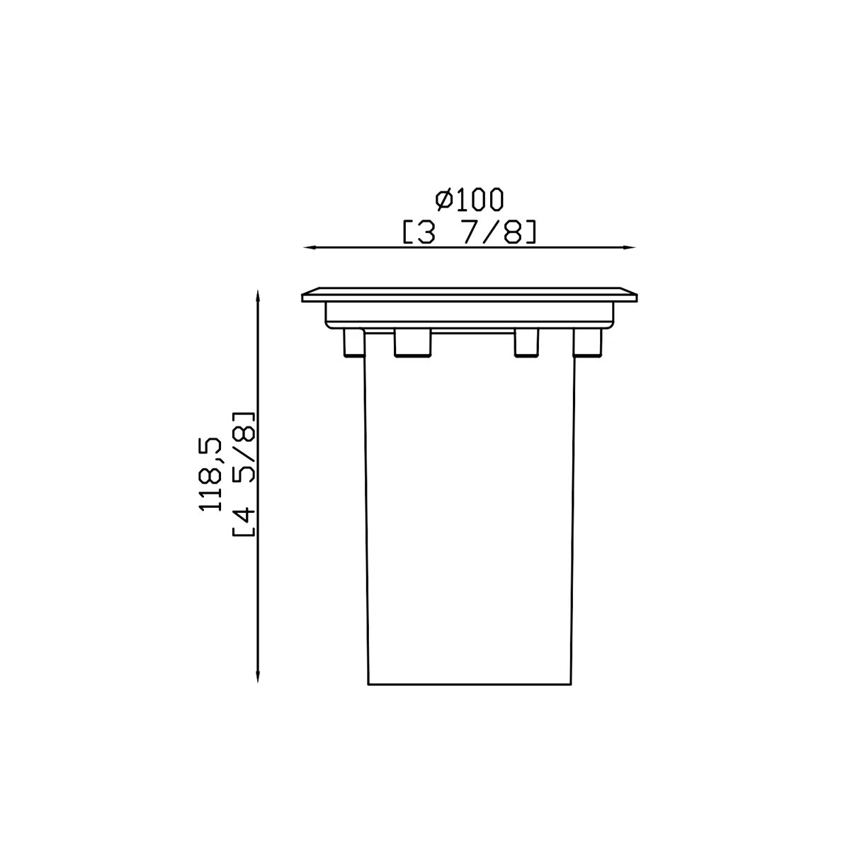 CLS IGL08B Brass In-Ground Well Light (MR16) dimension drawing