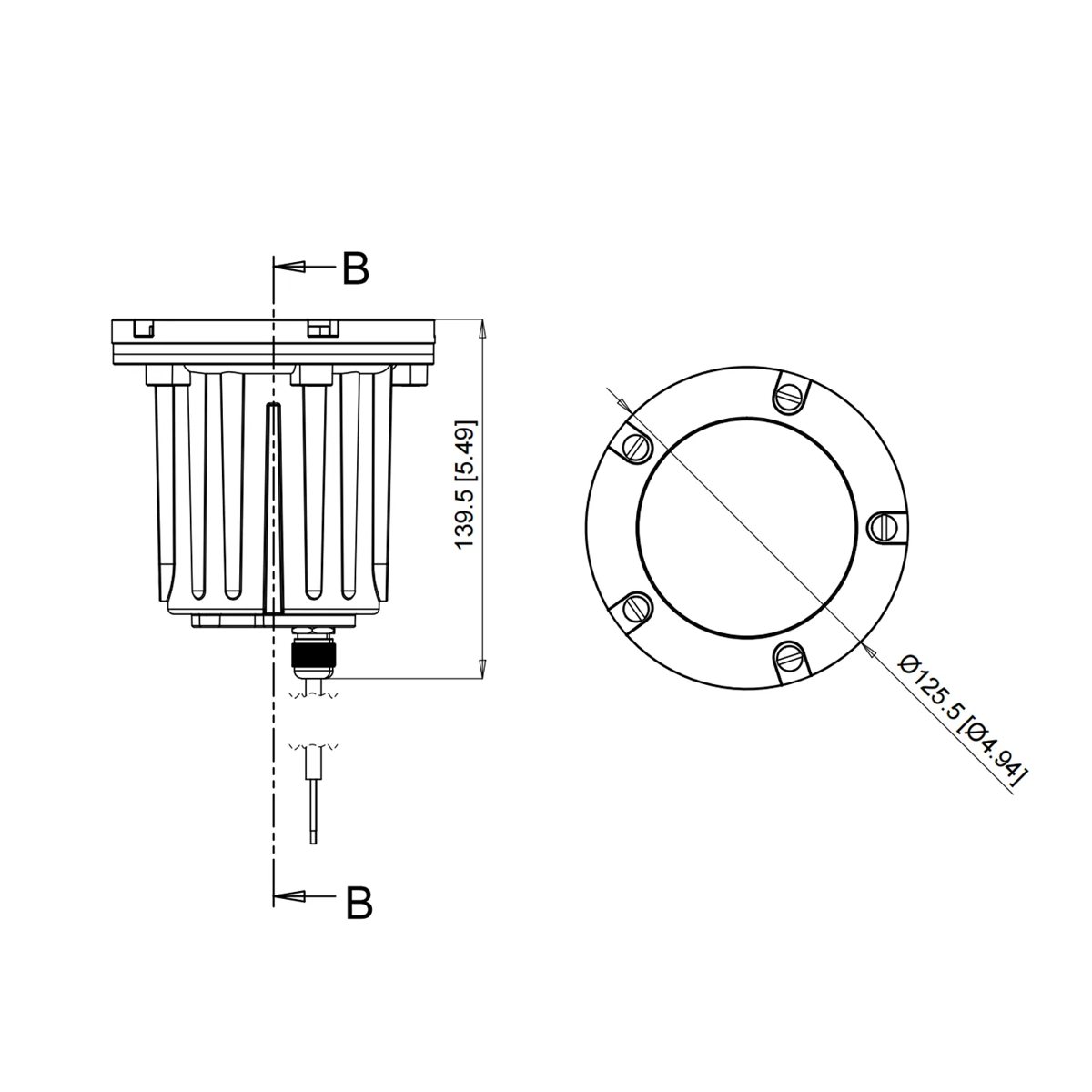 CLS IGL16B Titan Brass In-Ground Well Light (MR16) dimension drawing
