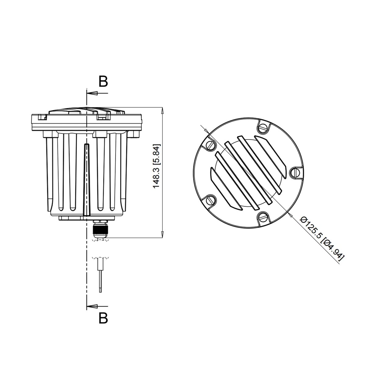 CLS IGL17B Titan Brass In-Ground Well Light (MR16) dimension drawing