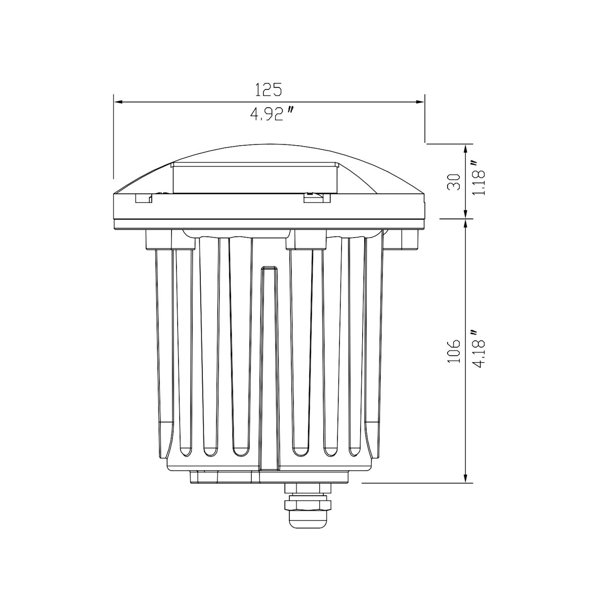 CLS IGL20B Titan Mono-Directional Brass In-Ground Well Light (MR16) dimension drawing