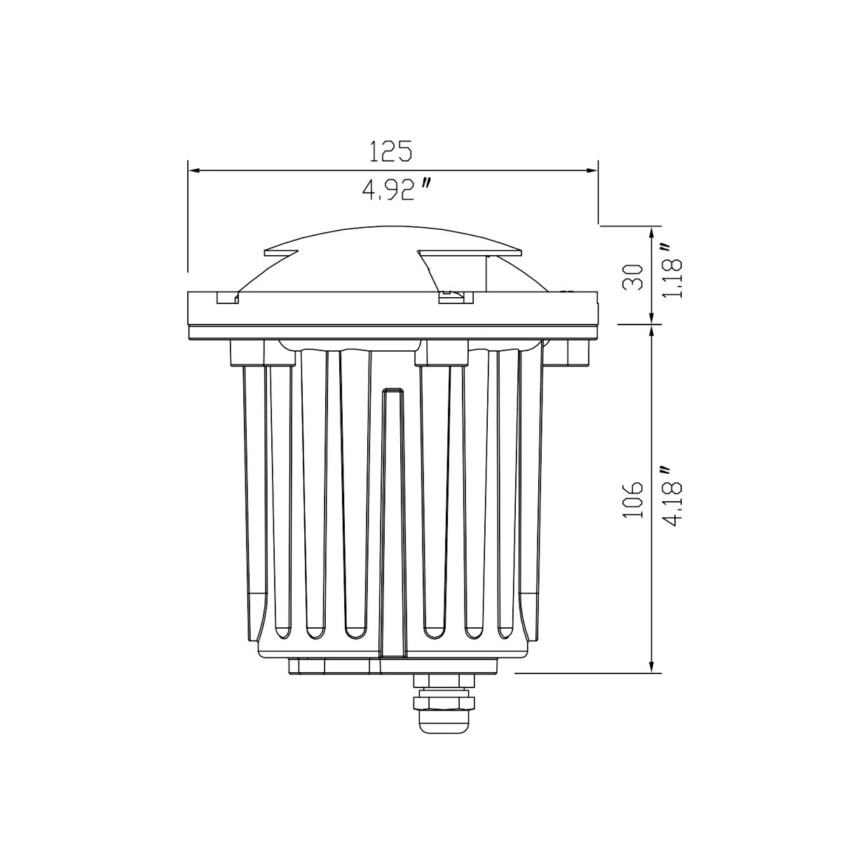 CLS IGL21B Titan Bi-Directional Brass In-Ground Well Light (MR16) dimension drawing
