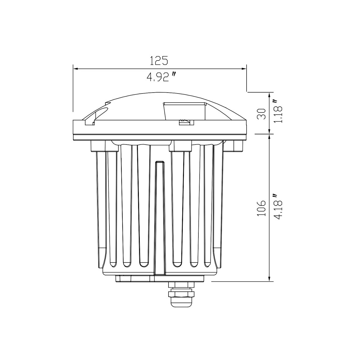 CLS IGL22B Titan Multi-Directional Brass In-Ground Well Light (MR16) dimension drawing