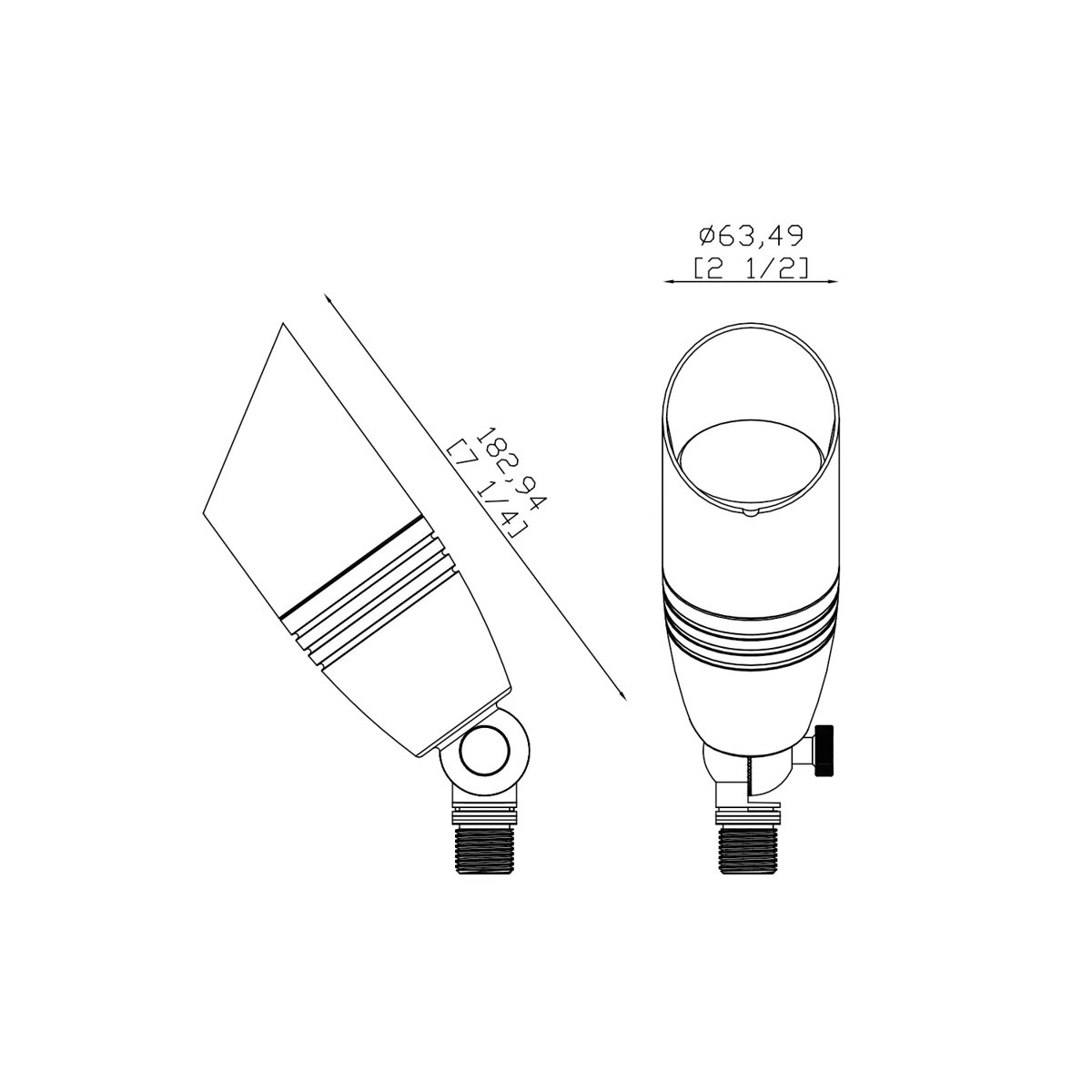CLS IUL01 Solid Cast Brass Integrated LED Up Light (3-4-6-9-12W) dimension drawing