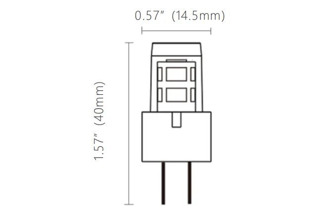 CLS LL4C2 Ceramic Base G4 Bi-Pin LED Bulb 2W dimension drawing