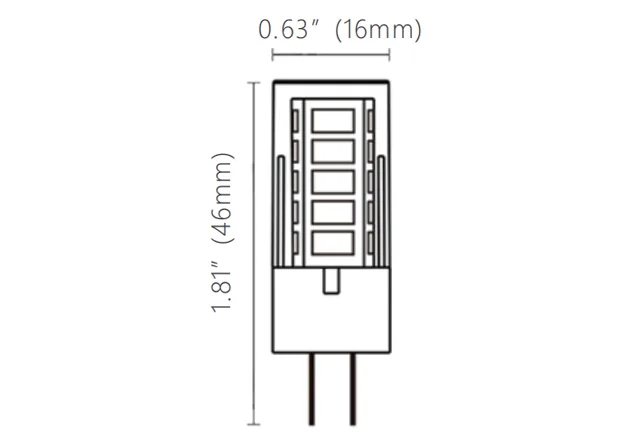 CLS LL4C3 Ceramic Base G4 Bi-Pin LED Bulb 3W dimension drawing