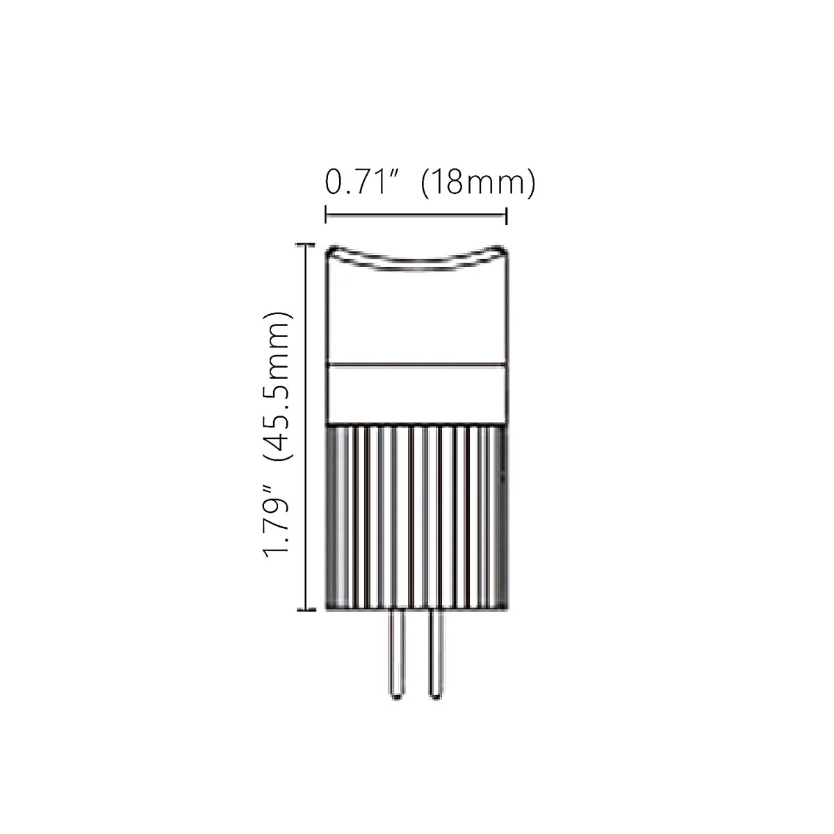 CLS LL4R Smart RGB+CCT G4 Bi-Pin LED Bulb 2W dimension drawing