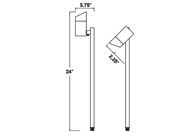 CLS PL26B Brass Adjustable Path Light - Classic Series (MR16) dimension drawing