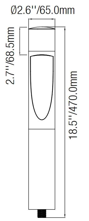 CLS ZHD02 Brass Bevel Bollard Light (MR16) dimension drawing